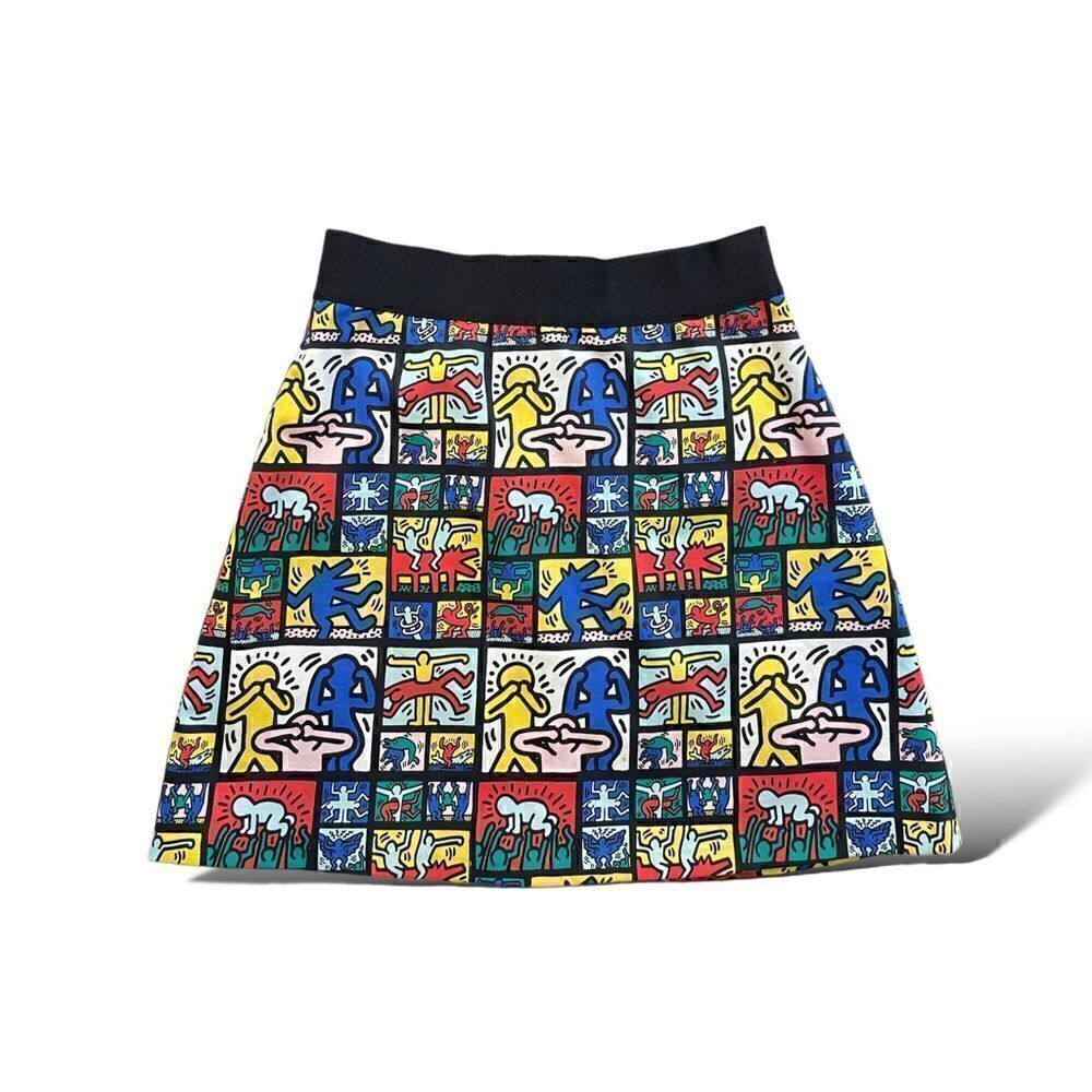 KEITH HARING X ALICE + OLIVIA Graphic Print Mini Skirt | Size: XS | 0 |